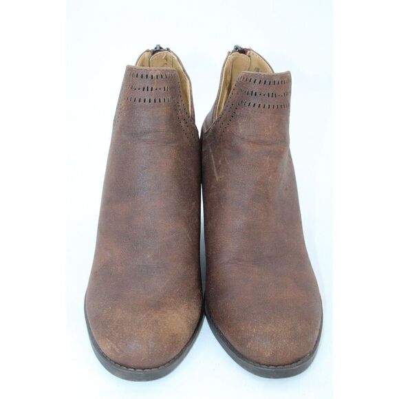 Natural Soul Tapas Womens 7.5 Brown Block Heel Bootie Back Zipper - Picture 4 of 11